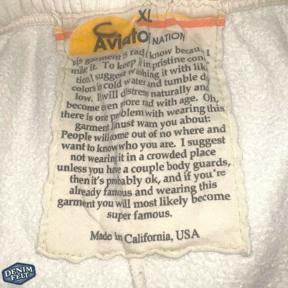 Aviator Nation Heart Stitch Hoodie Sweatpants Set Vintage White Lounge Cali Vibe - Picture 15 of 16